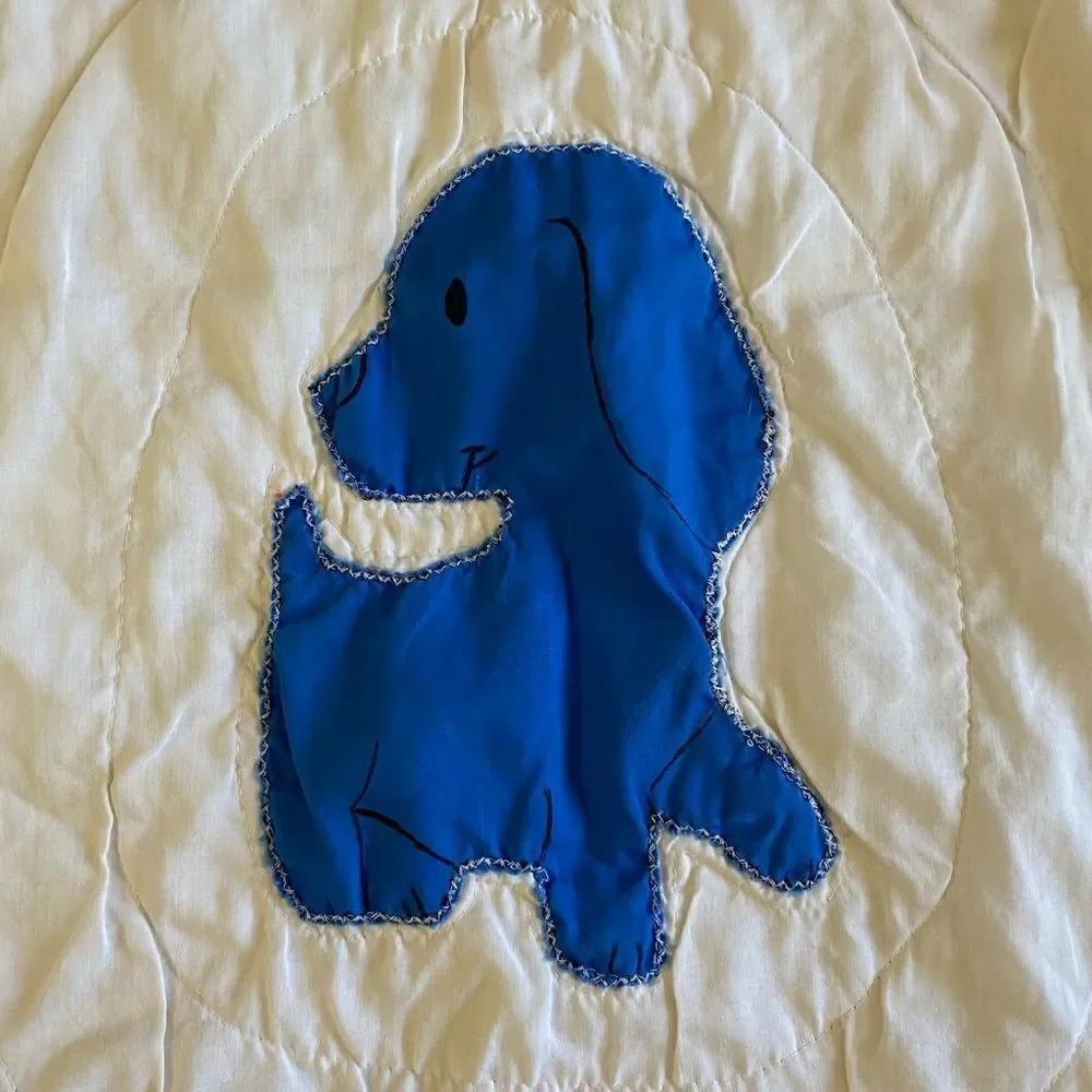 Adorable Vintage Handmade Infant Baby Quilt Clowns Rainbows Puppy Quilt